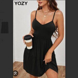 Yozy Black Smocked Sleeveless Little Black Dress NWT XL